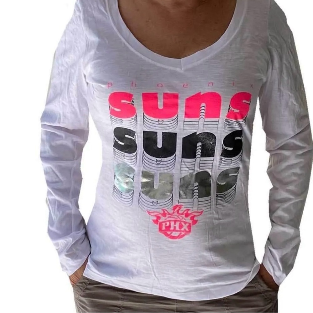Women’s Arizona Phoenix Suns White Long Sleeve fan apparel Top new!